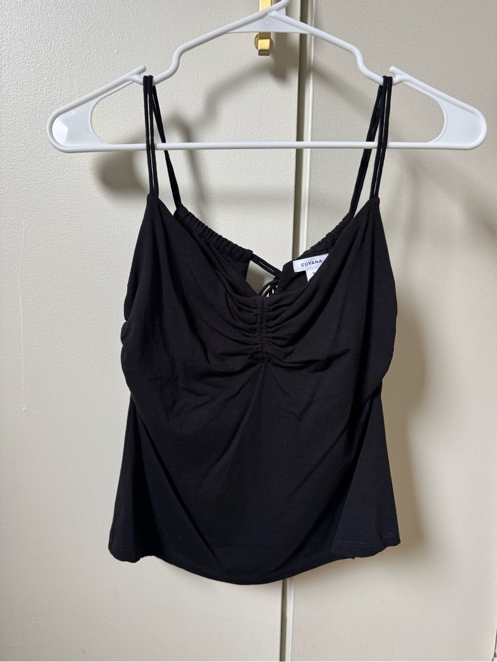 Cuyana Black Ruched Spaghetti Strap Camisole